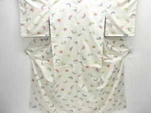 未使用品　蝶模様織り出し手織り紬着物